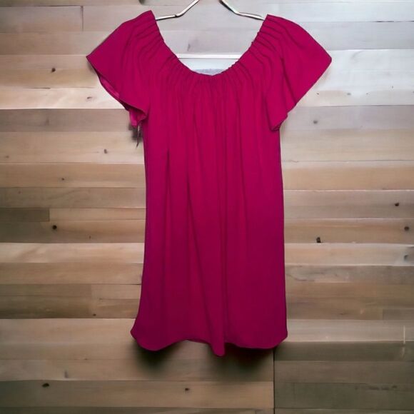 Trina Turk Off-The-Shoulder Flutter Sleeve, Pink Flash, XS - Picture 6 of 6